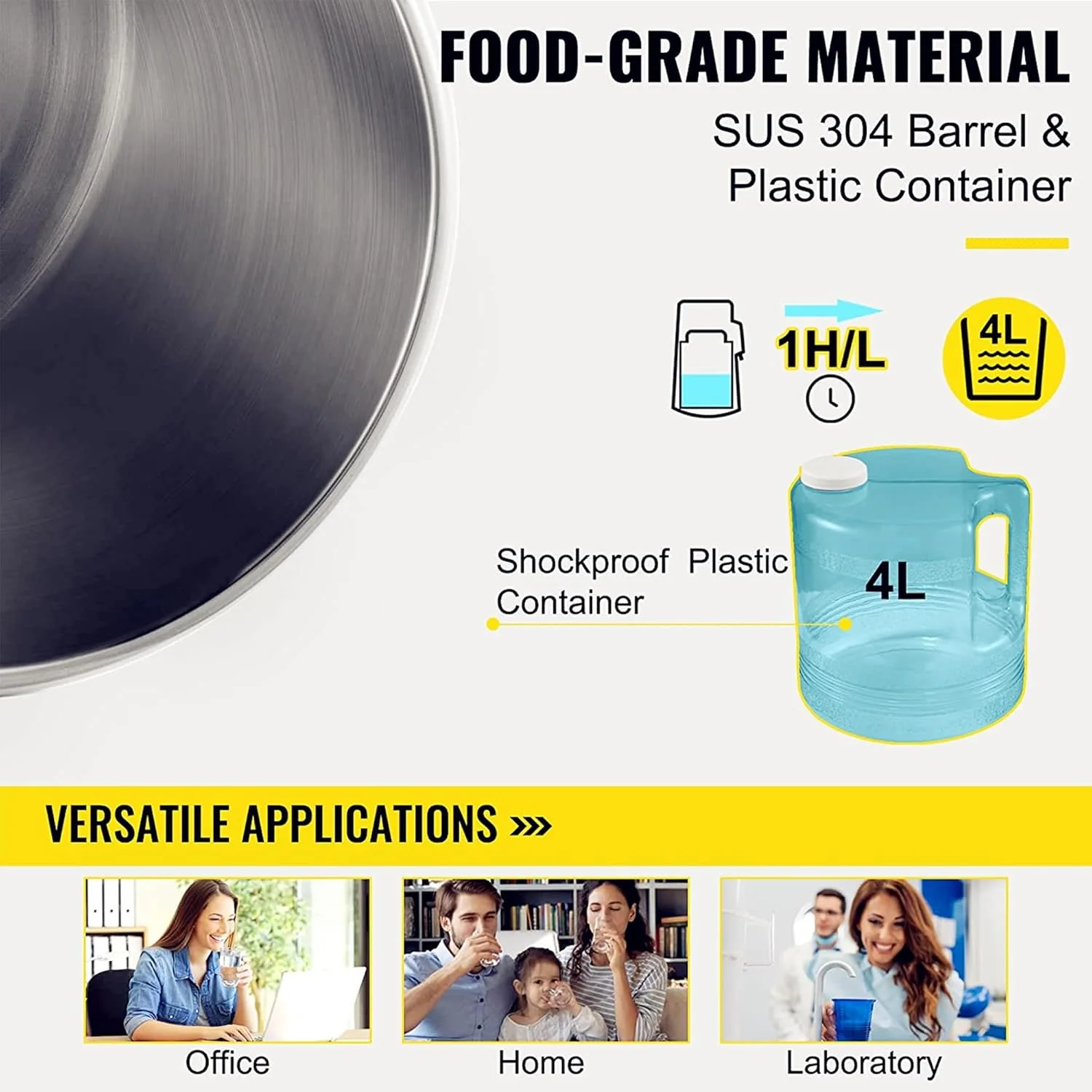 دستگاه آب مقطر ساز، دستگاه آب مقطر ساز دندانپزشکی 800 وات، دستگاه آب مقطر ساز خانگی 4 لیتری با بطری شیشه ای، تایمر و نمایشگر دوگانه دما، محافظت در برابر گرمای بیش از حد