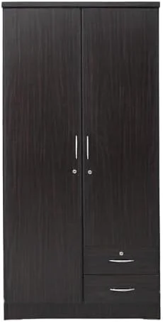 کمد لباس چوبی 2 درب محمد عظیم فرنیچر مدل MAF-622، کمد لباس چوبی محکم با کشوهای قفل‌دار، طراحی مدرن و شیک، مقاوم و بادوام، رنگ WG