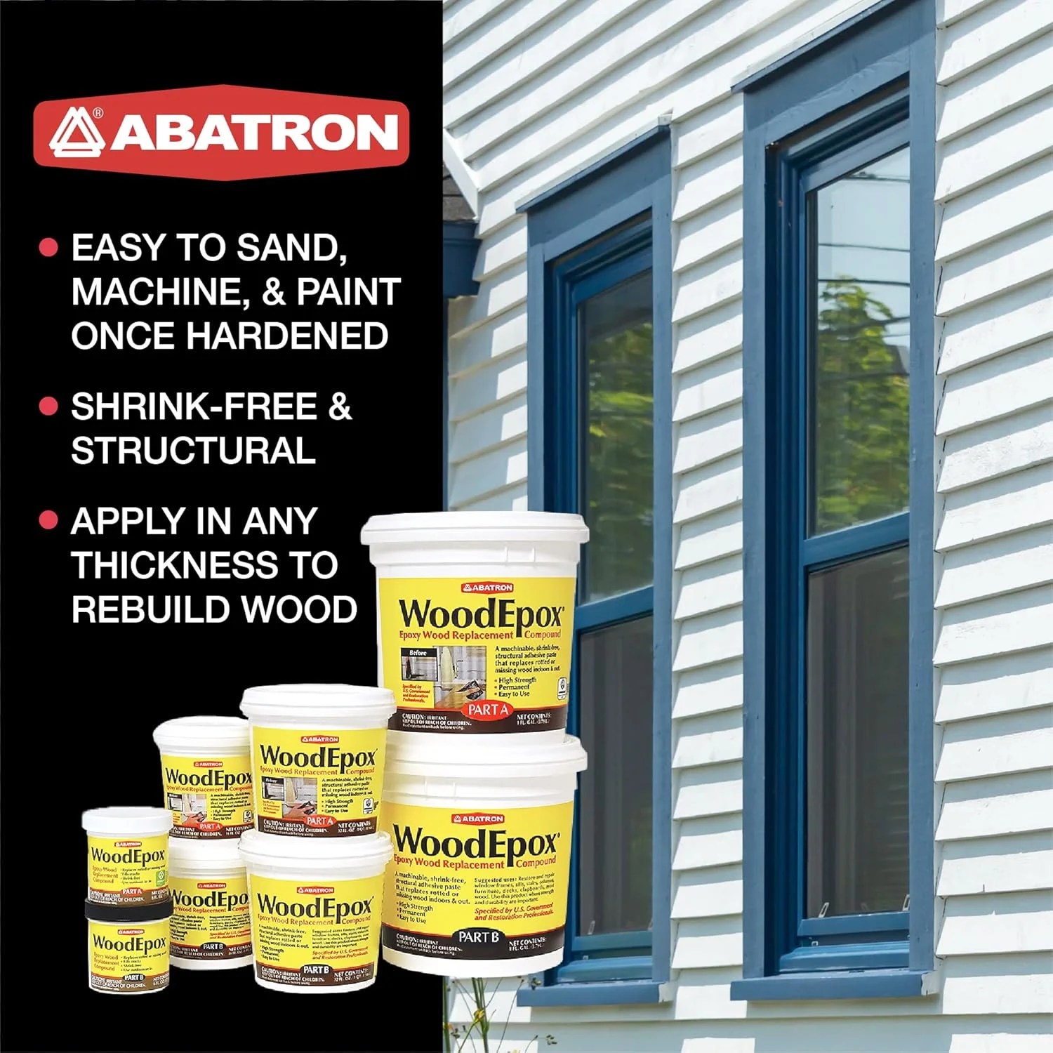 ترکیب جایگزین چوب اپوکسی Abatron WoodEpox، کیت 12 اونسی، قسمت A و B