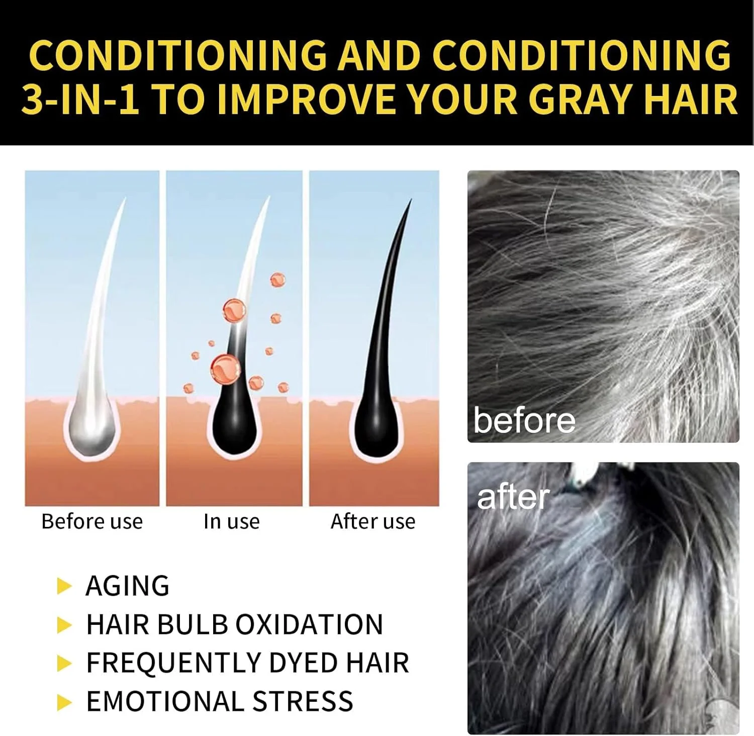 1 عدد شامپو رنگ مو فوری 100 میلی لیتری، شامپو رنگ موی مشکی فوری گیاهی طبیعی برای رنگ کردن موهای سفید، شامپو رنگ موی مشکی برای مردان و زنان، شامپو رنگ مو (قهوه ای طبیعی)