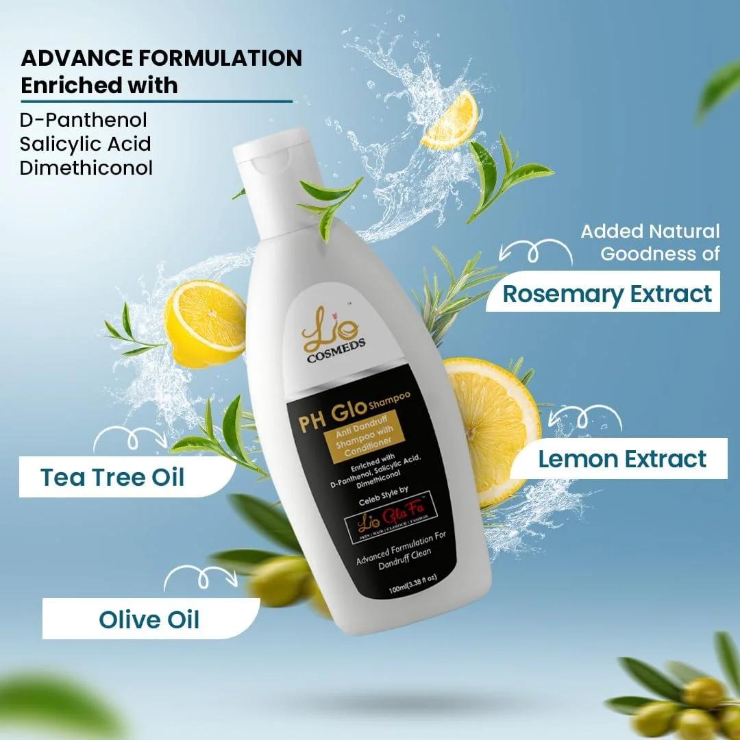 شامپو و نرم کننده ضد شوره 2 در 1 Lio Cosmeds برای شوره سر، تغذیه و تسکین خارش پوست سر | از بین بردن چربی از پوست سر | تقویت موهای سالم، براق و درخشان | 100 میلی لیتر