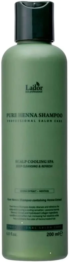 شامپو حنای خالص لادر، درمان خنک کننده مو، 200 میلی لیتر، برای داشتن مو و پوست سر سالم تر، حاوی مواد حنا، تسکین دهنده خارش پوست سر، درخشان کننده و حجم دهنده مو