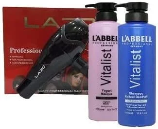 ست شامپو ضد شوره سر، ماسک ماست و سشوار مو لابل