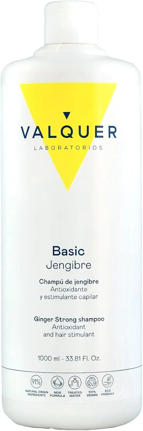 شامپو زنجبیل قوی Valquer Laboratorios، محرک موی زنجبیلی، ضد شوره، آنتی اکسیدان حاوی پانتنول، مناسب انواع مو - 1 لیتر
