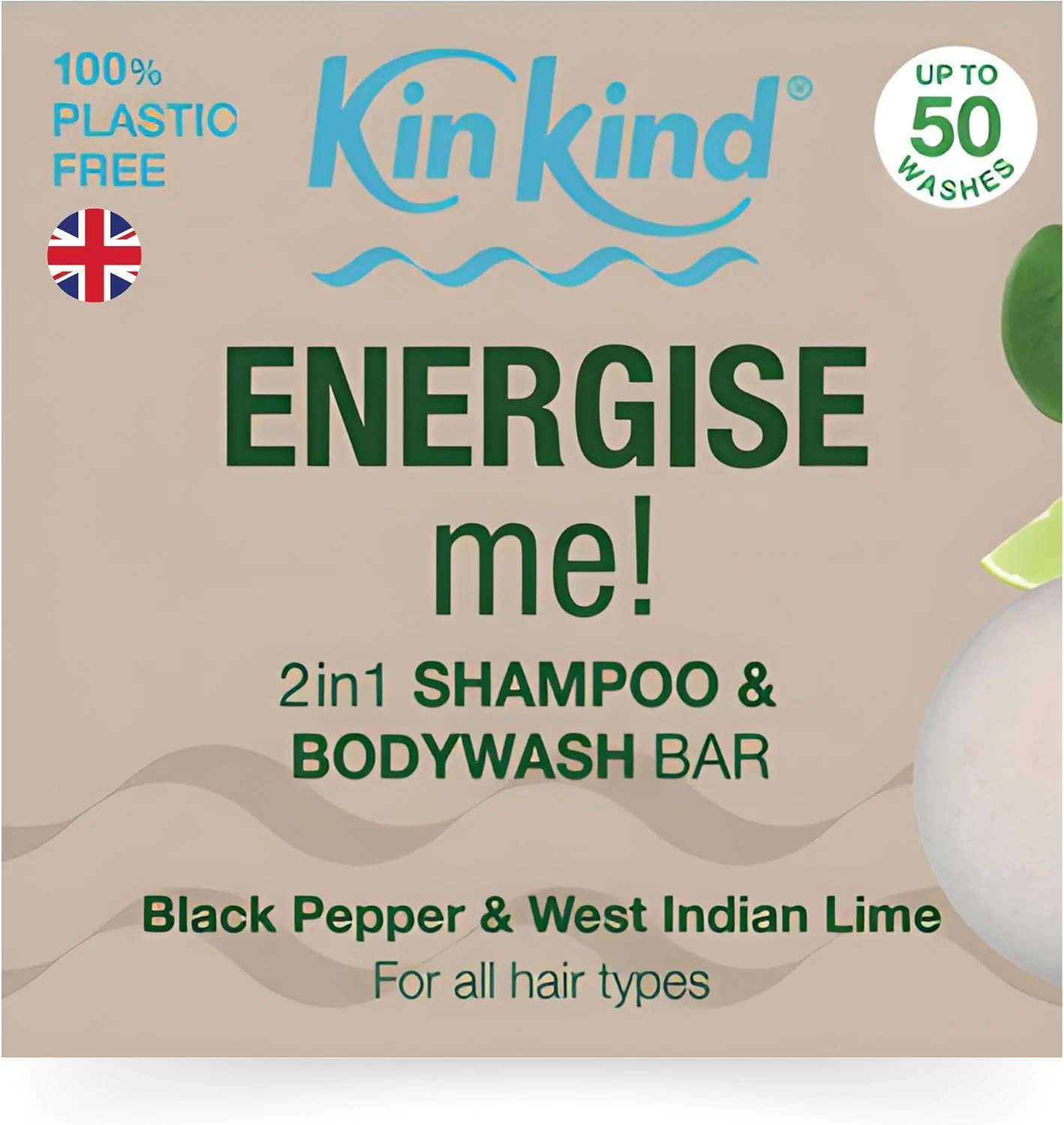 شامپو بار مردانه KinKind - انرژی بخش! شامپو بار جامد 2 در 1 و بار شستشو برای مو، ریش و بدن | صابون مردانه، شامپو بار طبیعی، شامپو بار مسافرتی برای مو انگلستان | تا 50 بار شستشو - وگان