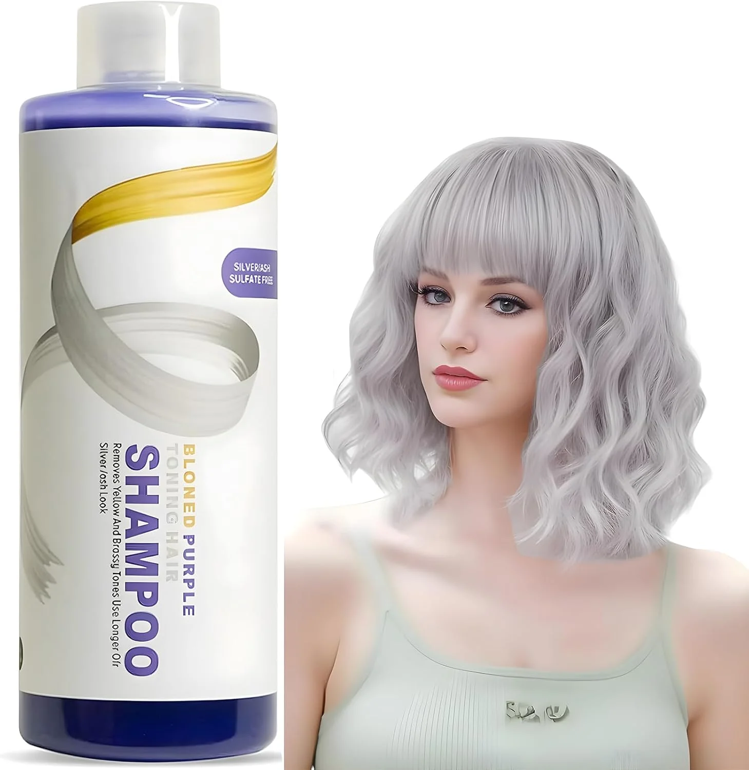 شامپو نقره ای، شامپو مرطوب کننده، شامپو بنفش ضد زردی برای موهای بلوند، دکلره شده، هایلایت شده و خاکستری، برای موهای بلوند، نقره ای، خاکستری و هایلایت شده (500 میلی لیتر)