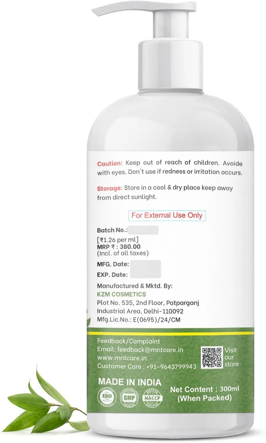 شامپو ضد شوره درخت چای MNT حجم 300 میلی لیتر | از بین برنده شوره سر و تسکین دهنده خارش پوست سر | کاهش 50 درصدی شوره سر در 2 هفته | شامپو بدون پارابن و سولفات | برای آقایان و بانوان
