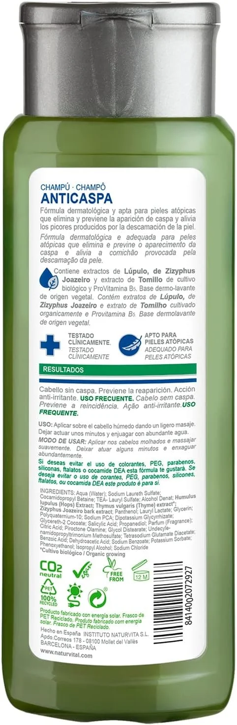 شامپو ضد شوره سر حساس ناتور وایتال، رازک، 300 میلی لیتر