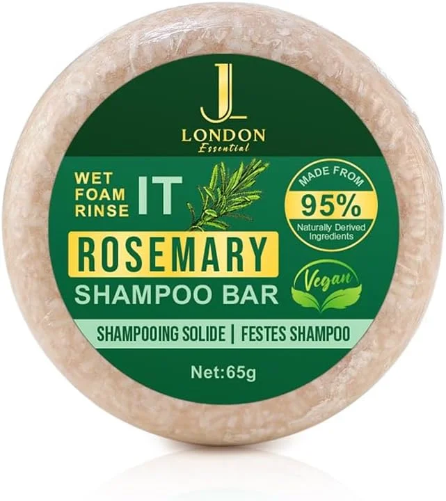 شامپو بار رزماری JL، ساخته شده با 95% مواد طبیعی برای مراقبت ارگانیک از مو، رشد و تغذیه پوست سر، راه حل پاک کننده مو سازگار با محیط زیست و بدون تست حیوانی برای آقایان و بانوان 65 گرم