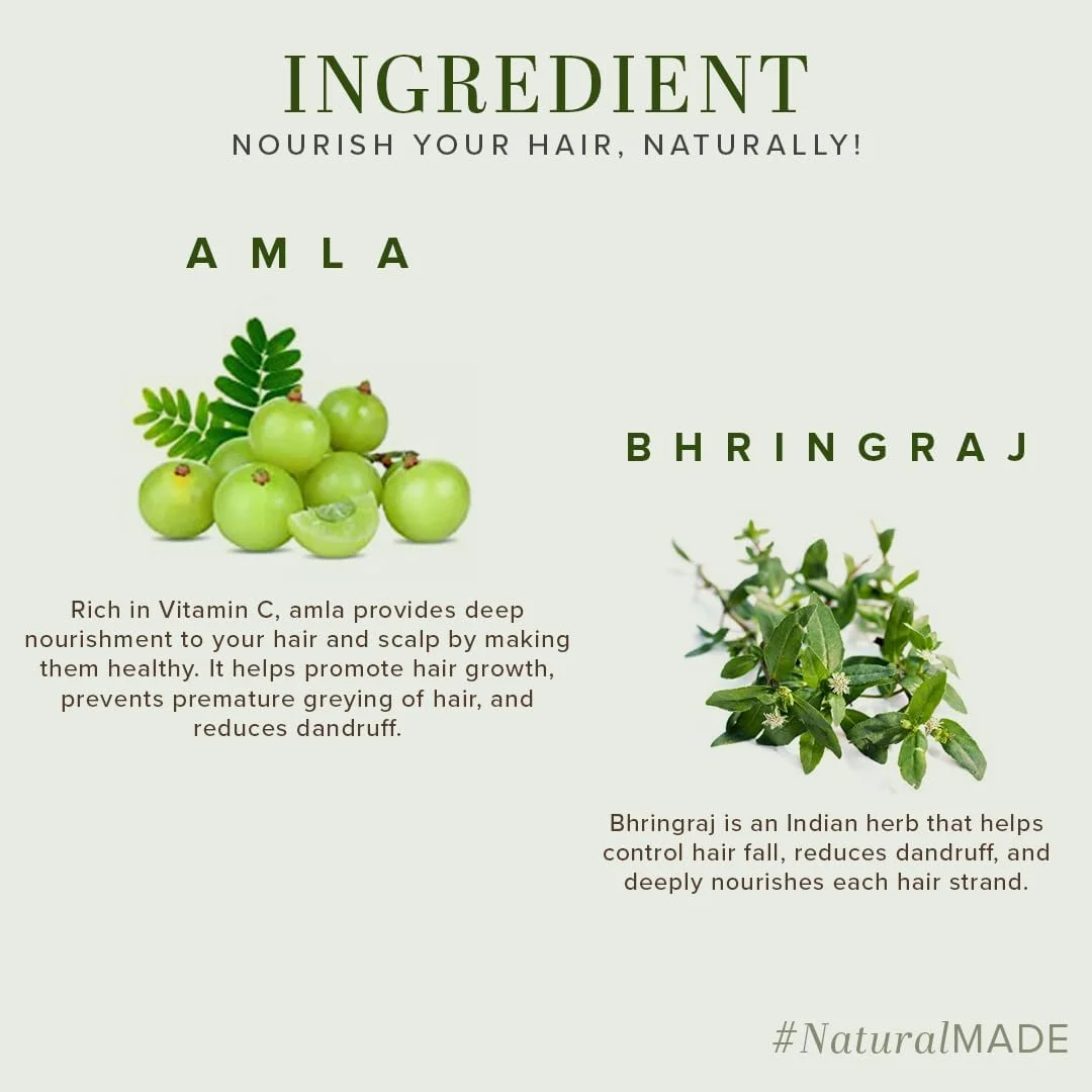 شامپو/پاک کننده آملا و برینگراج کوشا نچرالز بای خادی، کمک به رفع شوره سر و ریزش مو | شامپو برای کاهش تحریک پوست سر | فاقد پارابن و سولفات | مناسب برای انواع مو | 210 میلی لیتر