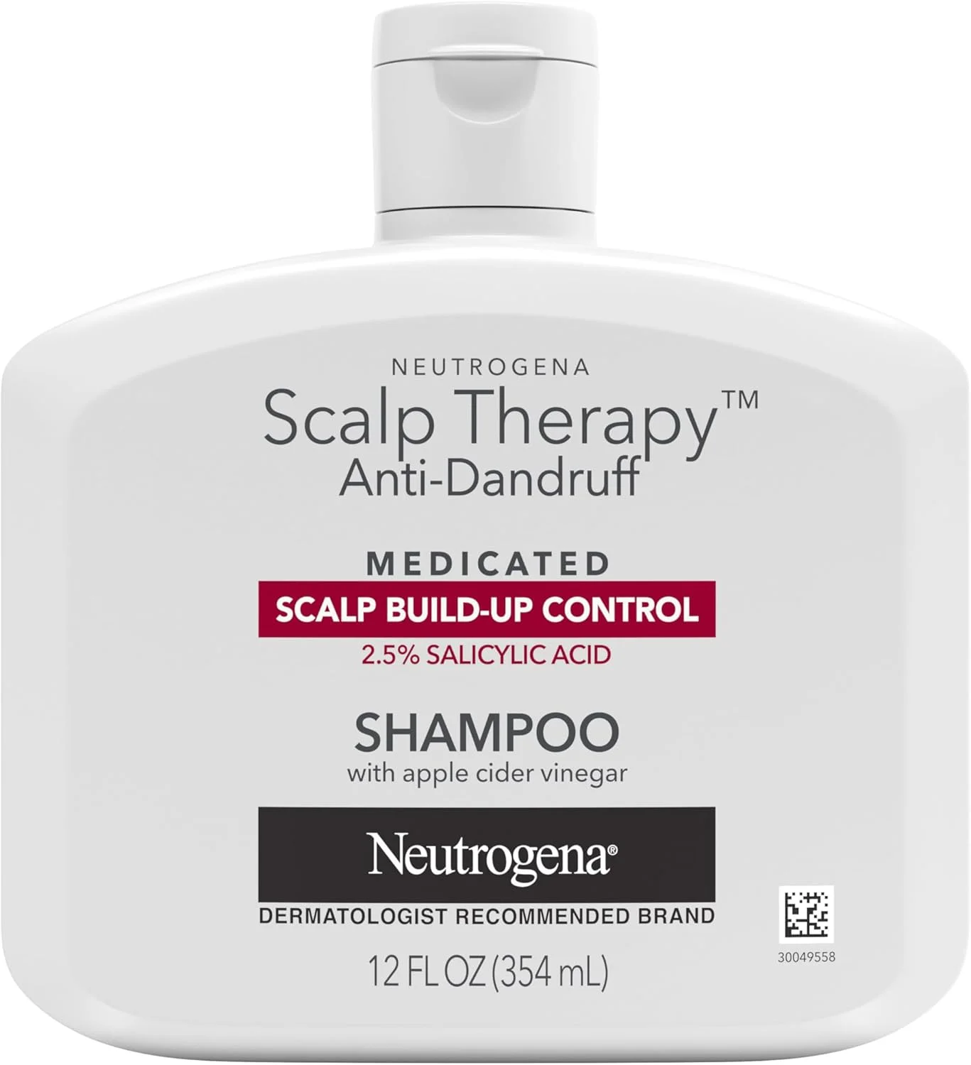 شامپو ضد شوره سر نوتروژینا، درمان پوست سر، کنترل تجمع پوست مرده، حاوی 2.5% اسید سالیسیلیک، با رایحه سرکه سیب، 355 میلی لیتر