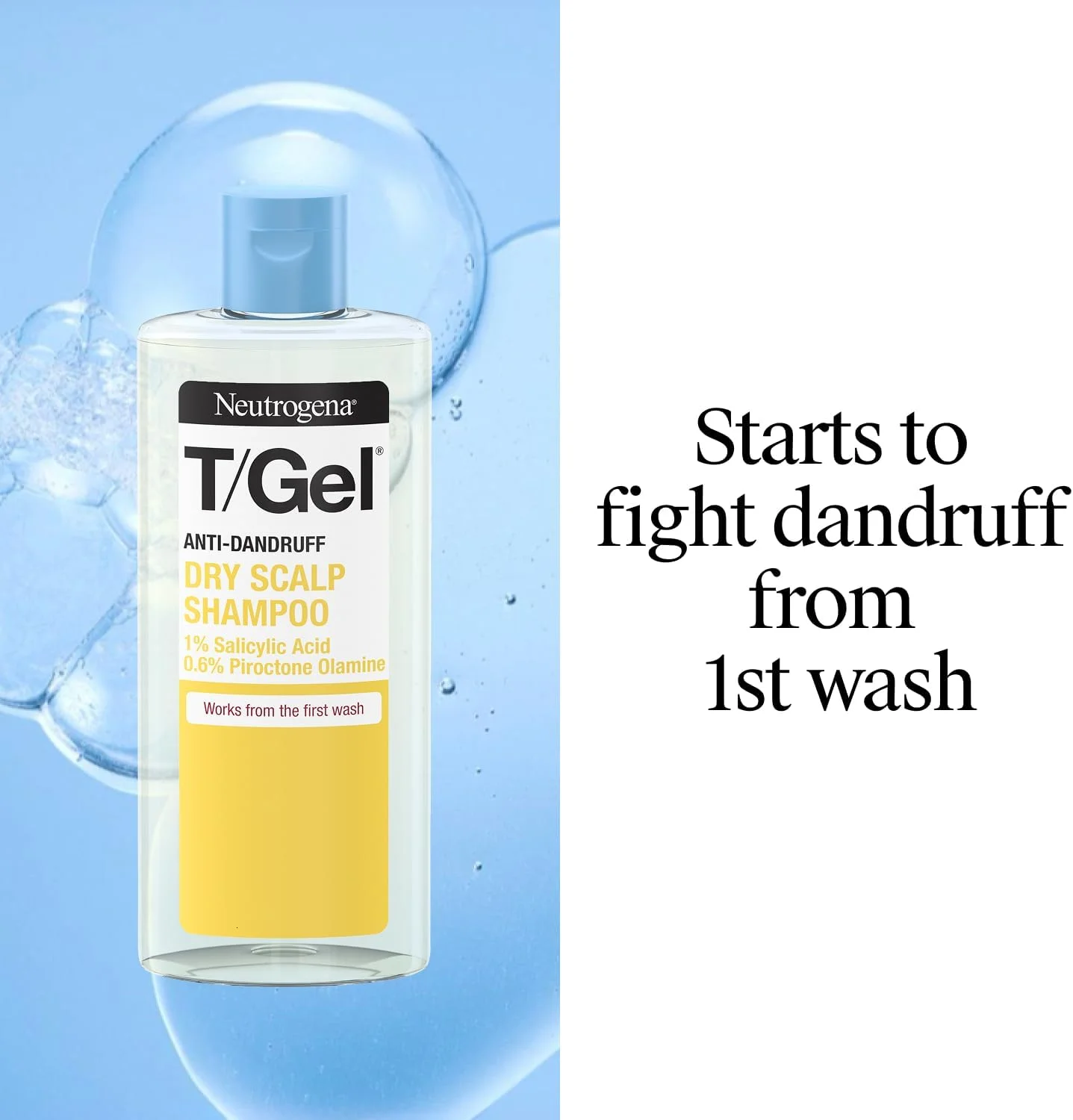 شامپو ضد شوره نوتروژینا T/Gel برای موهای خشک (1x 250ml)، شامپو روزانه ضد شوره با اسید سالیسیلیک، شامپو پاک کننده برای کمک به ترمیم موهای خشک و آسیب دیده و مبارزه با شوره سر از اولین شستشو شامپو ضد شوره نوتروژینا T/Gel برای موهای خشک (1x 250ml)، شامپو روزانه ضد شوره با اسید سالیسیلیک، شامپو پاک کننده برای کمک به ترمیم موهای خشک و آسیب دیده و مبارزه با شوره سر از اولین شستشو