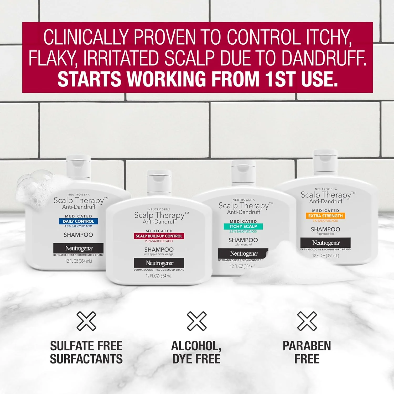 شامپو ضد شوره سر نوتروژینا، درمان پوست سر، کنترل تجمع پوست مرده، حاوی 2.5% اسید سالیسیلیک، با رایحه سرکه سیب، 355 میلی لیتر شامپو ضد شوره سر نوتروژینا، درمان پوست سر، کنترل تجمع پوست مرده، حاوی 2.5% اسید سالیسیلیک، با رایحه سرکه سیب، 355 میلی لیتر