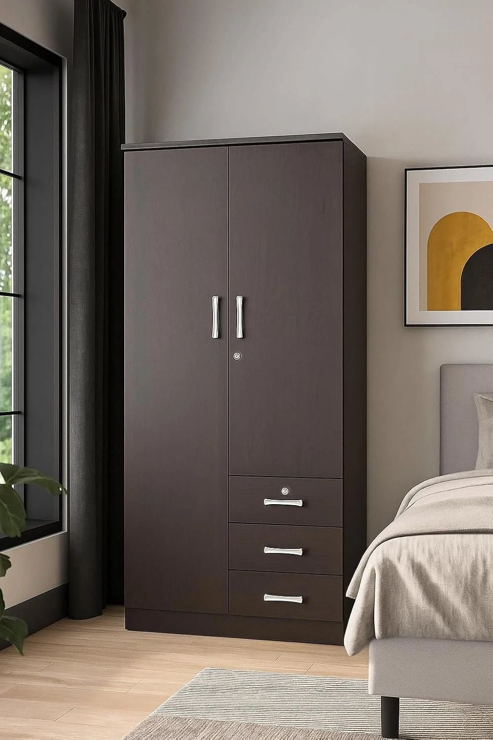 کمد لباس چوبی 2 درب AFT، ونگه