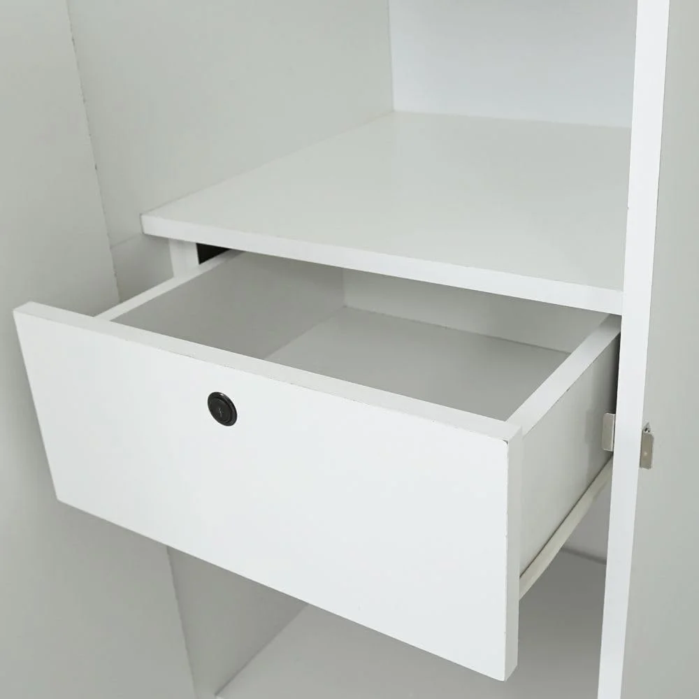 کمد لباس چوبی دو درب AFT Max با کابینت بالایی، سفید کمد لباس چوبی دو درب AFT Max با کابینت بالایی، سفید