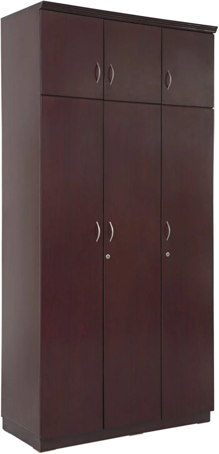 کمد لباس چوبی سه درب سری AFT Max با کابینت بالایی، قهوه ای کمد لباس چوبی سه درب سری AFT Max با کابینت بالایی، قهوه ای
