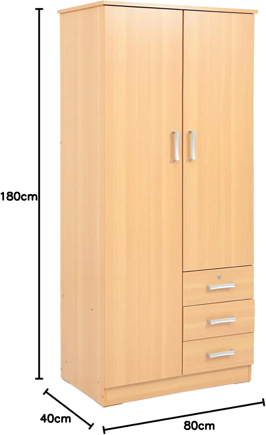 کمد لباس/کابینت چوبی دو درب AFT با 3 کشو، بژ کمد لباس/کابینت چوبی دو درب AFT با 3 کشو، بژ