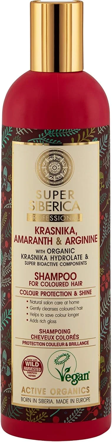 شامپو موهای رنگ شده ناتورا Siberica Super Krasnika، آمارانت و آرژنین، 400 میلی لیتر
