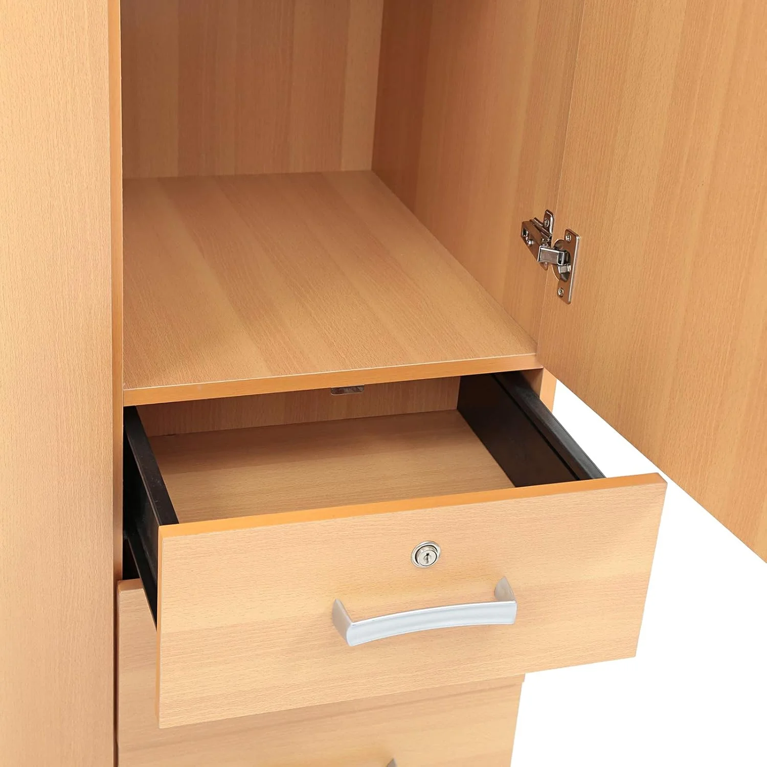 کمد لباس/کابینت چوبی دو درب AFT با 3 کشو، بژ کمد لباس/کابینت چوبی دو درب AFT با 3 کشو، بژ