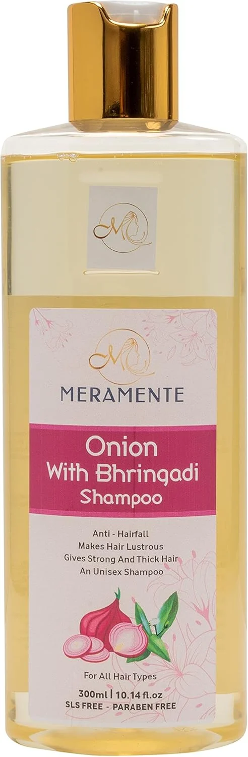 شامپو پیاز مرامنت با برینگادی، شامپو پیاز برای رشد مو و کنترل ریزش مو - شامپو ضد شوره سر - برای موهای ضخیم و قوی برای زنان و مردان | فاقد SLS و پارابن 300 میلی لیتر