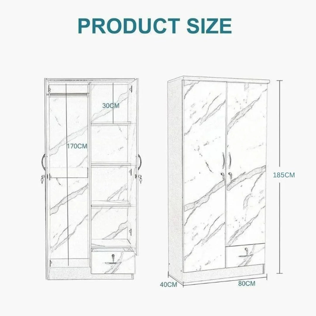 کمد لباس چوبی دو درب ALWASIT HOME مدل Arlin به همراه یک کشو قفلدار | کمدهای چوبی دو درب | کابینت چوبی دو درب با 3 طبقه (به همراه مونتاژ حرفهای) کمد لباس چوبی دو درب ALWASIT HOME مدل Arlin به همراه یک کشو قفلدار | کمدهای چوبی دو درب | کابینت چوبی دو درب با 3 طبقه (به همراه مونتاژ حرفهای)