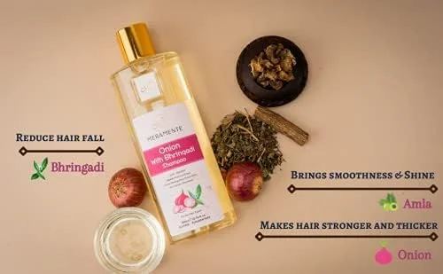 شامپو پیاز مرامنت با برینگادی، شامپو پیاز برای رشد مو و کنترل ریزش مو - شامپو ضد شوره سر - برای موهای ضخیم و قوی برای زنان و مردان | فاقد SLS و پارابن 300 میلی لیتر