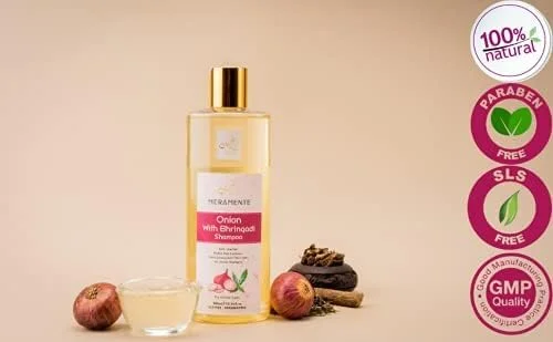 شامپو پیاز مرامنت با برینگادی، شامپو پیاز برای رشد مو و کنترل ریزش مو - شامپو ضد شوره سر - برای موهای ضخیم و قوی برای زنان و مردان | فاقد SLS و پارابن 300 میلی لیتر