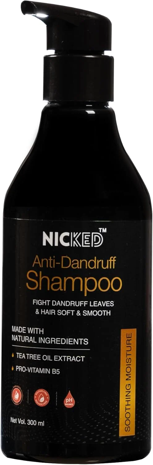 شامپو ضد شوره نیکد حاوی روغن درخت چای و ویتامین B5 - موهای نرم، صاف و بدون شوره | فاقد سولفات و پارابن | مناسب انواع مو - 300 میلی لیتر