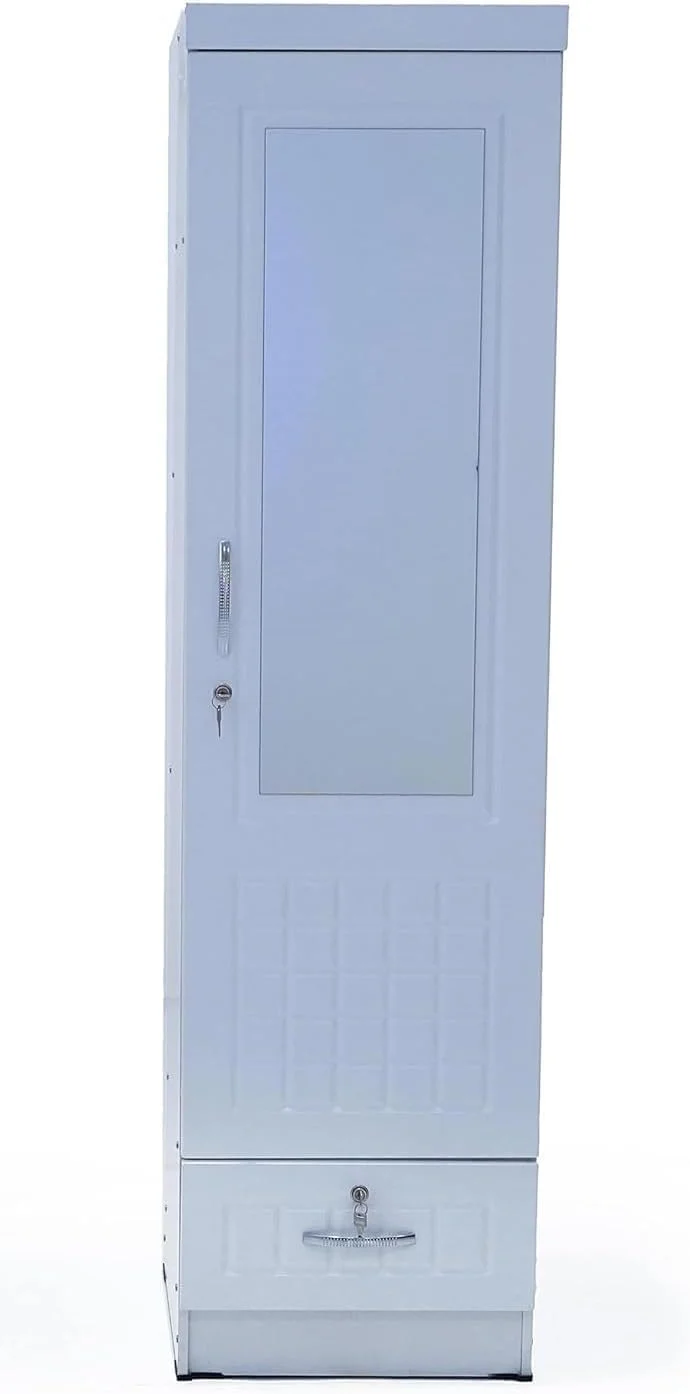 کمد لباس تک درب ALWASIT، کابینت، کمد از چوب مهندسی شده با 1 کشو، سایز شیک مدرن عالی رنگ سفید (طول x عرض x ارتفاع) 50 x 50 x 190 سانتی متر