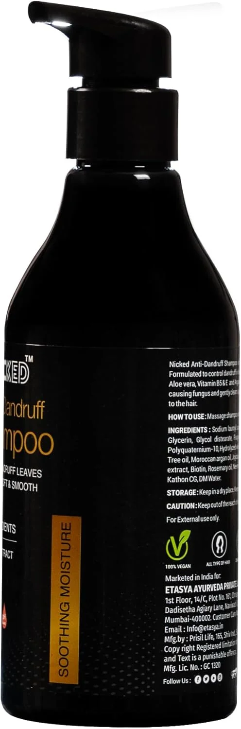 شامپو ضد شوره نیکد حاوی روغن درخت چای و ویتامین B5 - موهای نرم، صاف و بدون شوره | فاقد سولفات و پارابن | مناسب انواع مو - 300 میلی لیتر