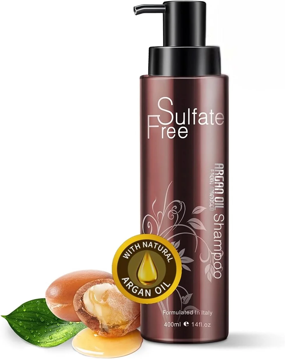 شامپو روغن آرگان مراکشی ارگانیک نوسپا - کنترل چربی، ضد ریزش مو، ضد شوره، بدون سولفات، مرطوب کننده، حجم دهنده برای موهای آسیب دیده خشک و وز