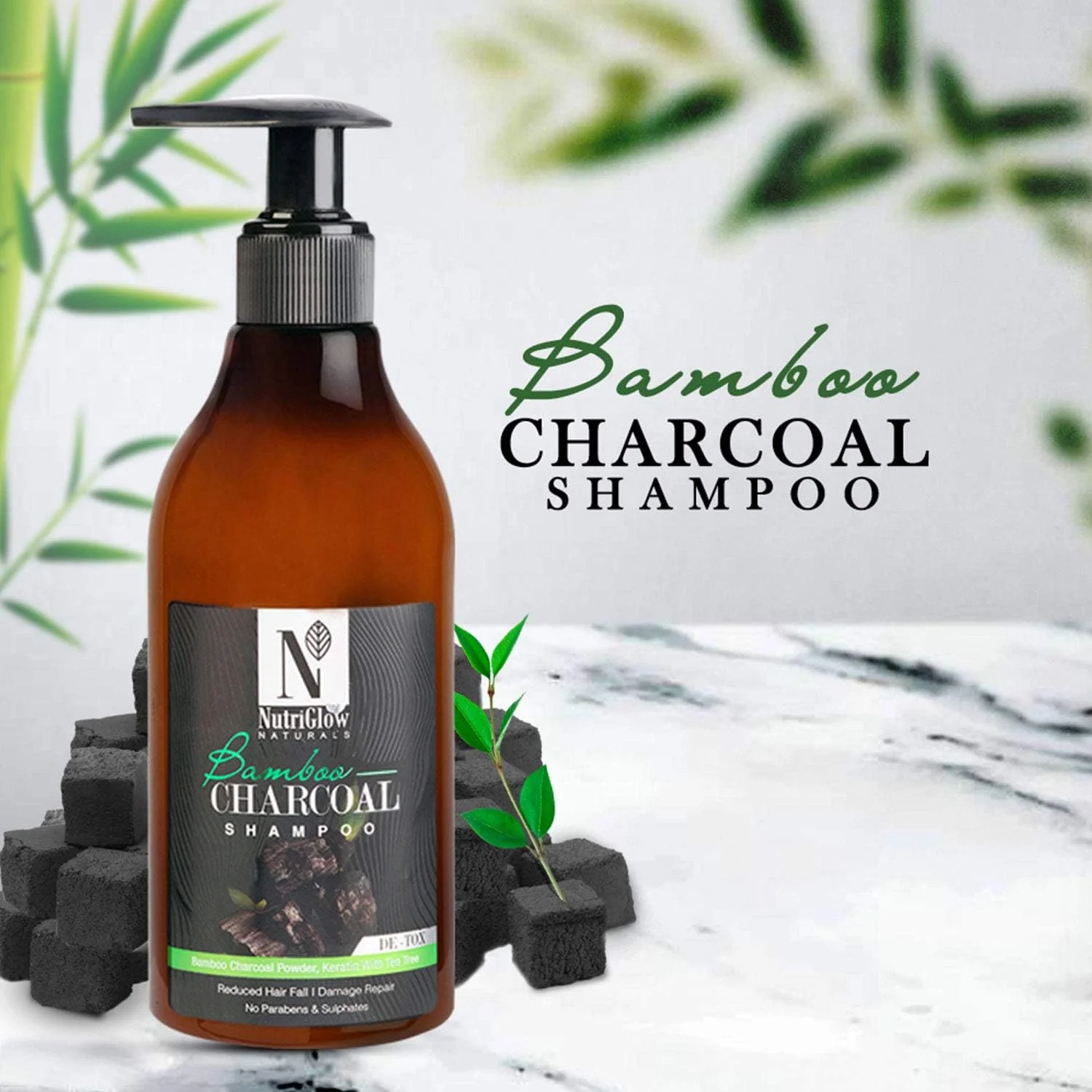 مجموعه ترکیبی زغال بامبو نوتری گلو نچرالز: شامپو با نرم کننده/جوجوبا با روغن آرگان/ترمیم کننده پوست سر/شامپو ضد شوره (150 میلی لیتر)