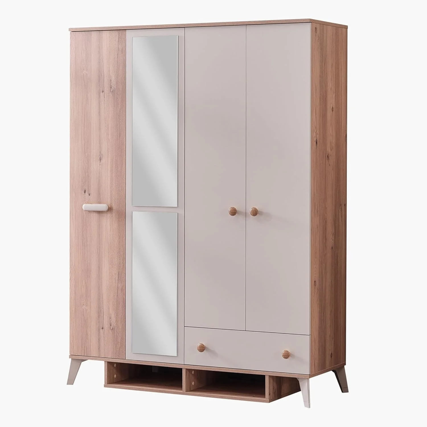 کمد لباس 4 درب HomeBox مدل Napoli به همراه کشو و آینه