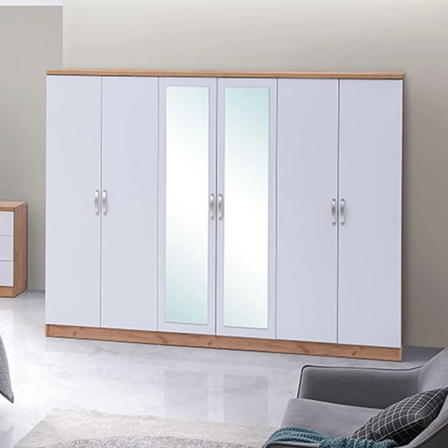 کمد لباس 6 درب هوم باکس مدل Juno به همراه 2 آینه کمد لباس 6 درب هوم باکس مدل Juno به همراه 2 آینه