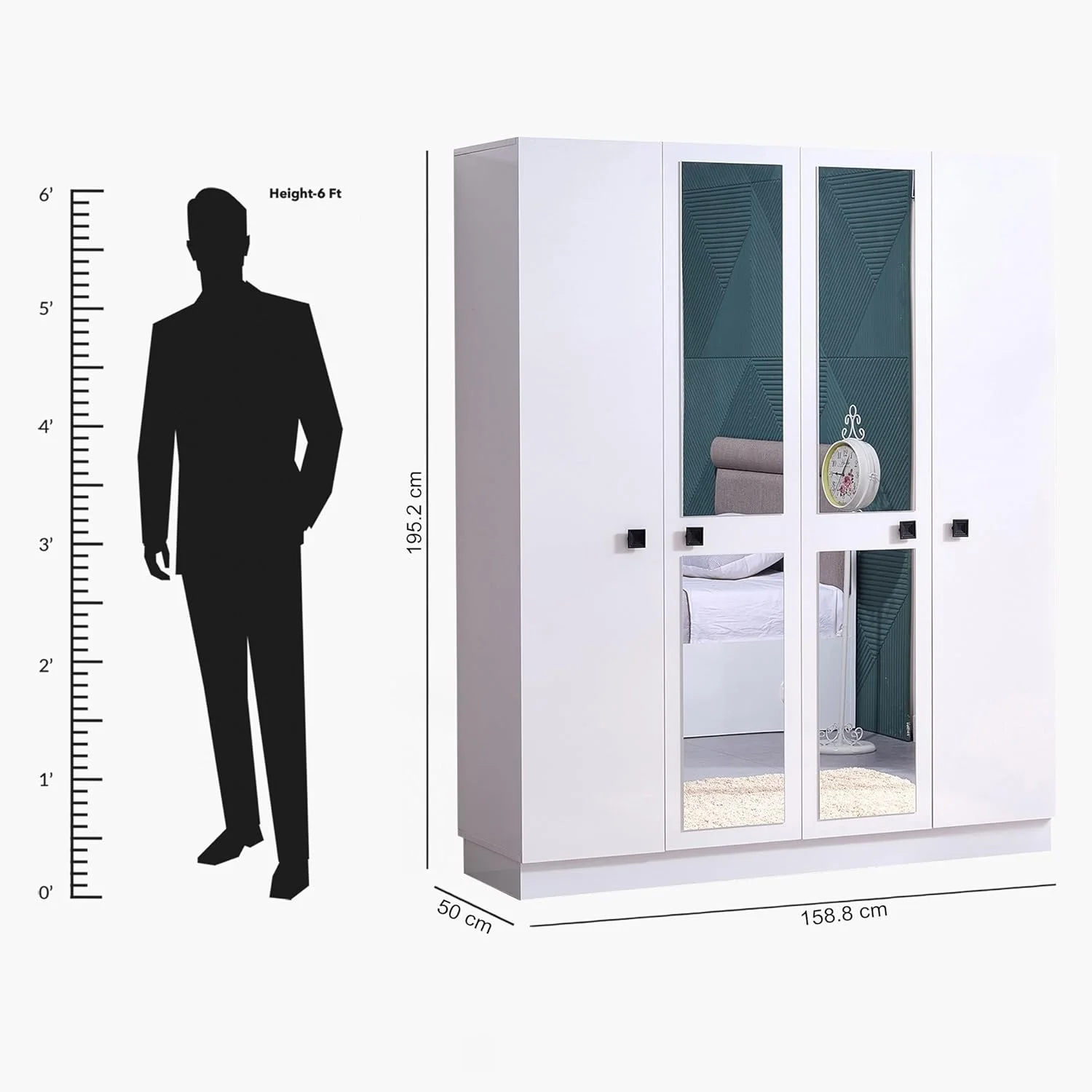 کمد لباس 4 درب HomeBox Star با 2 آینه کمد لباس 4 درب HomeBox Star با 2 آینه