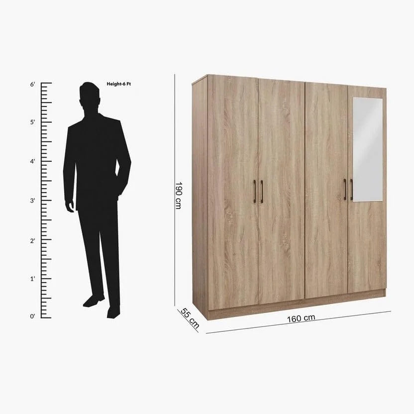 کمد لباس چهار درب کمبریج هوم باکس Oasis با آینه و کشو با قفل کمد لباس چهار درب کمبریج هوم باکس Oasis با آینه و کشو با قفل