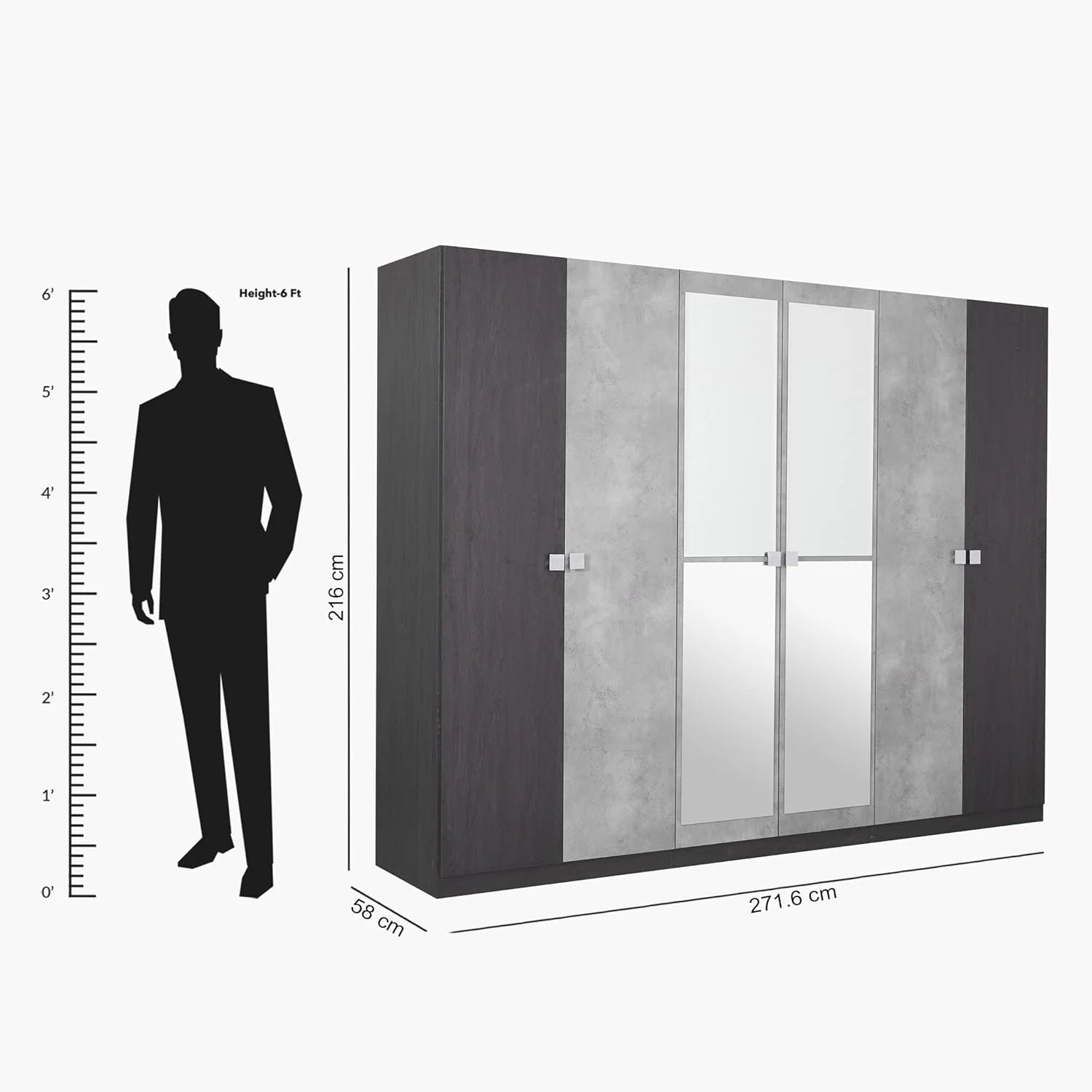 کمد لباس 6 درب کمبریج هومباکس به همراه آینه کمد لباس 6 درب کمبریج هومباکس به همراه آینه