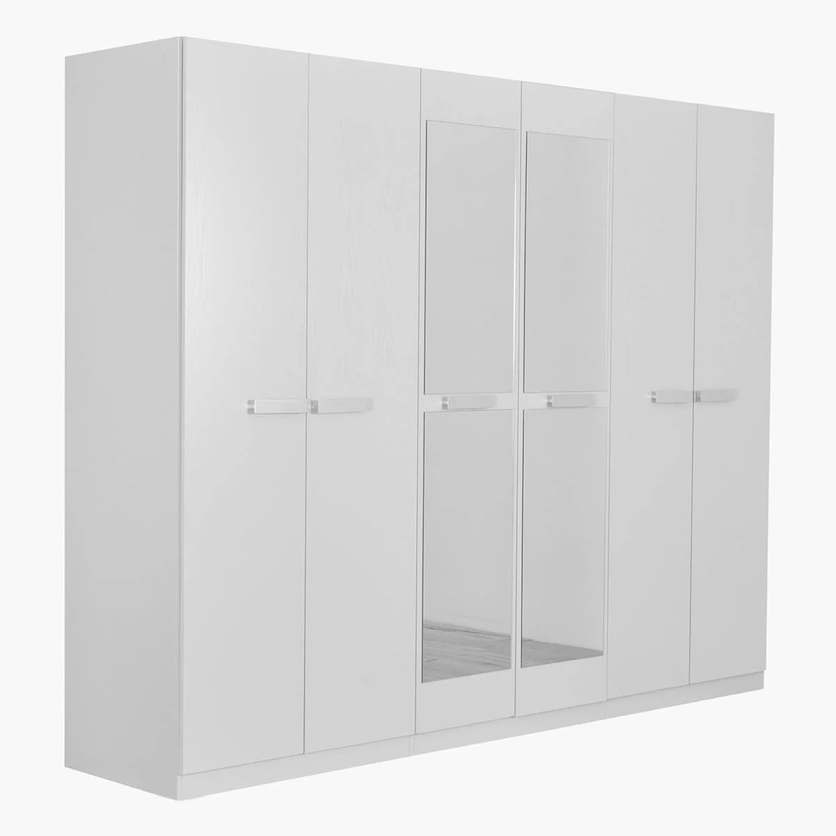 کمد لباس 6 درب هوم باکس مدل Solitaire به همراه 2 آینه، 58 X 216 X 271.6 سانتی متر - سفید کمد لباس 6 درب هوم باکس مدل Solitaire به همراه 2 آینه، 58 X 216 X 271.6 سانتی متر - سفید