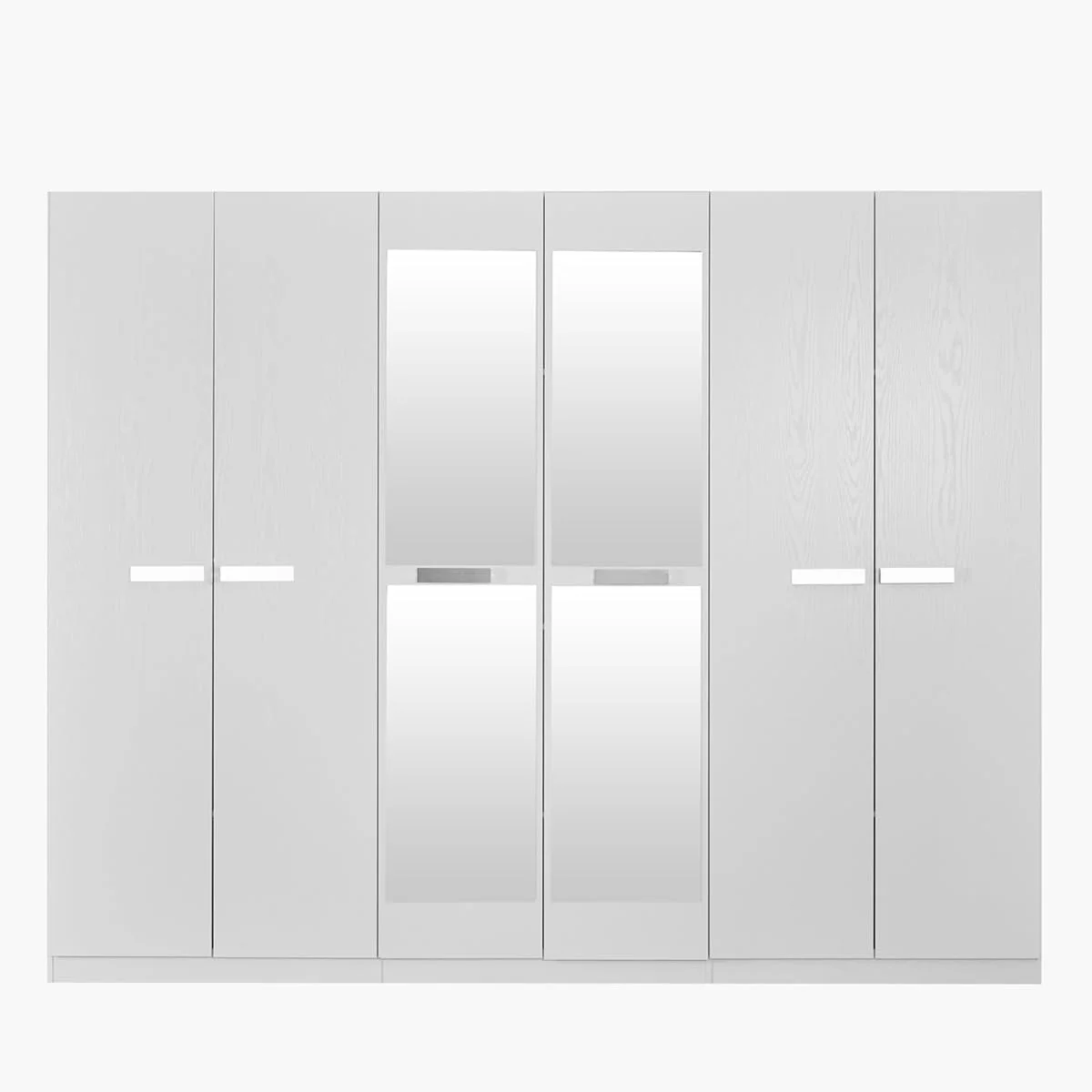 کمد لباس 6 درب هوم باکس مدل Solitaire به همراه 2 آینه، 58 X 216 X 271.6 سانتی متر - سفید کمد لباس 6 درب هوم باکس مدل Solitaire به همراه 2 آینه، 58 X 216 X 271.6 سانتی متر - سفید