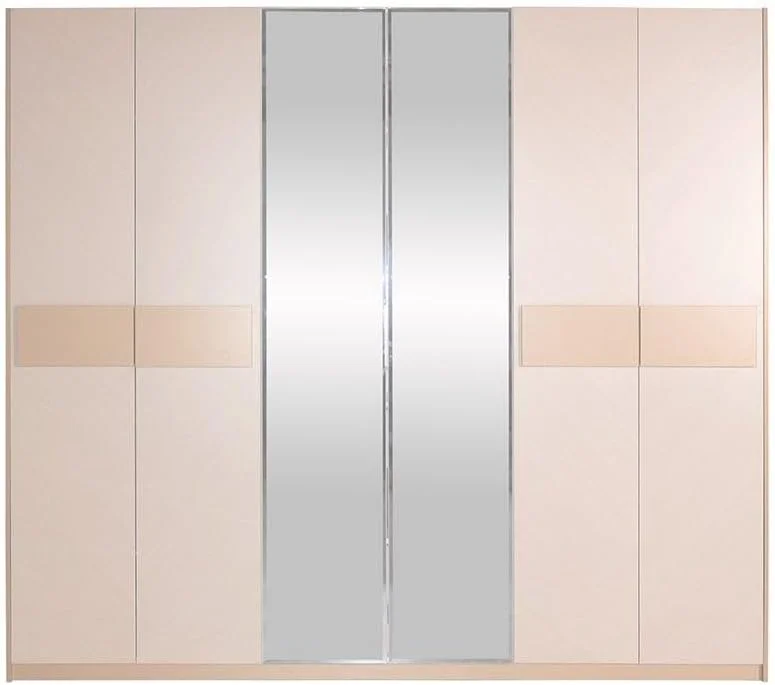 کمد لباس 6 درب کولین با 2 آینه دانوب هوم | کمد لباس محکم | کابینت درب لولایی مدرن و صرفه جویی در فضا برای اتاق خواب ابعاد L243.7xW61.3xH220cm - بژ