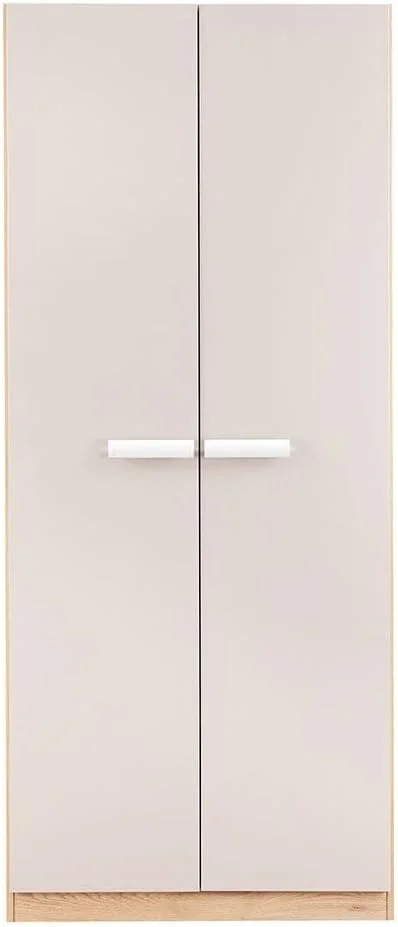 کمد لباس دو درب دانوب هوم مدل Cardano با آینه داخلی | کمد لباس محکم | کابینت درب دار مدرن و صرفه جویی در فضا برای اتاق خواب، ابعاد L91.6xW59.5xH216cm - بلوط طبیعی/شامپاین