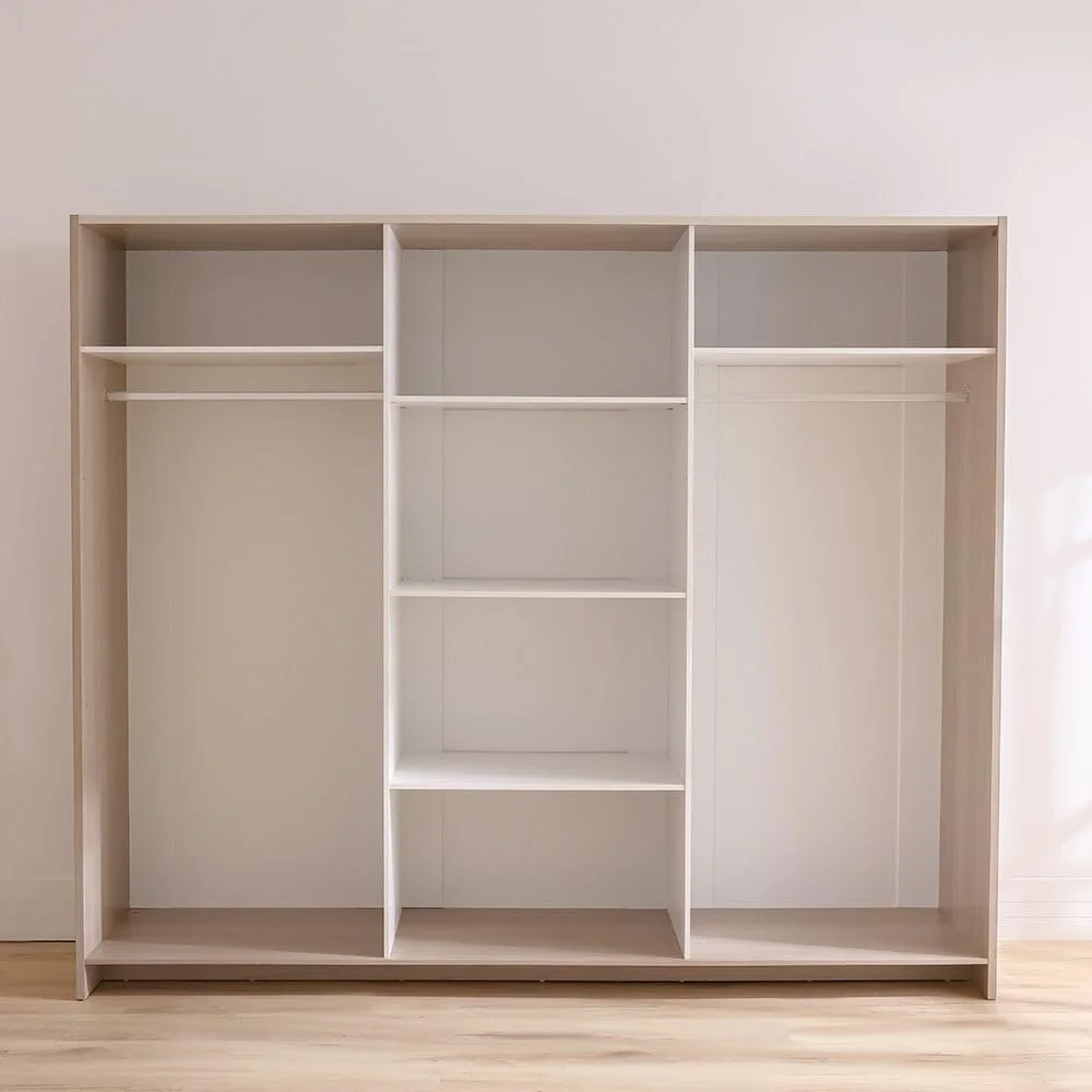 کمد لباس 6 درب بارنی Danube Home | کمد لباس محکم | کابینت درب چرخشی مدرن و صرفه جویی در فضا برای اتاق خواب L240xW60xH120cm - بژ/قهوه ای