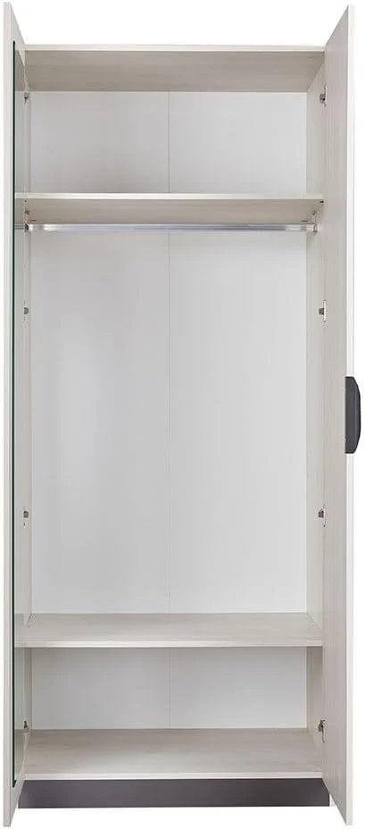 کمد لباس دو درب دانوب هوم مدل Pletora با آینه داخلی | کمد لباس محکم | کابینت درب دار مدرن و صرفه جویی در فضا برای اتاق خواب، ابعاد L91.6xW59.5xH216 سانتی متر - بلوط خاکستری