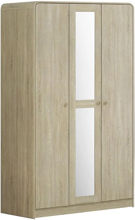 کمد لباس 3 درب آینه دار دانوب هوم مدل Monro | کمد لباس محکم | طراحی مدرن و صرفه جویی در فضا با درب لولایی مناسب اتاق خواب، ابعاد 121.8x58x210 سانتی متر - بلوط طبیعی