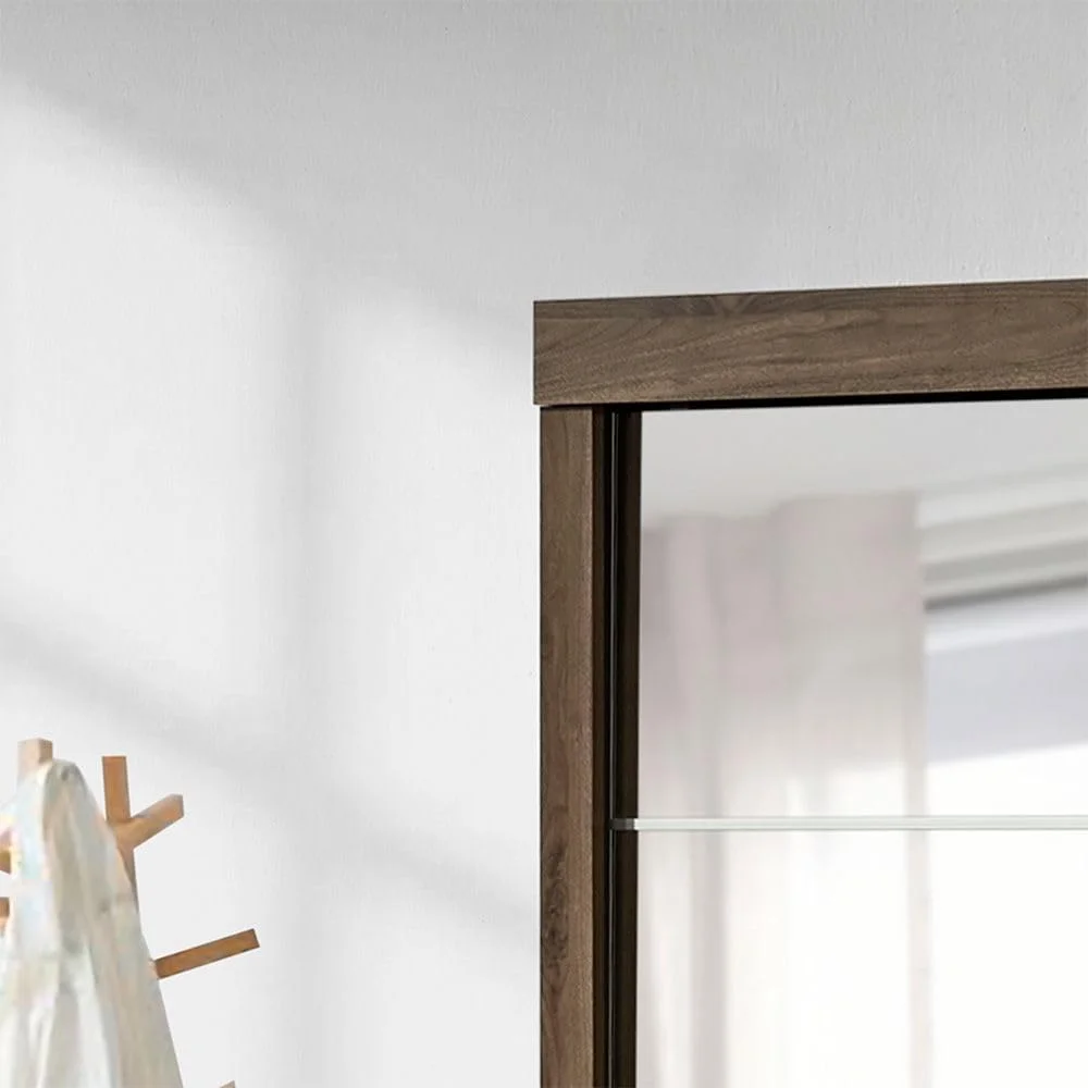 کمد لباس دو درب بزرگ کشویی با آینه دانوب هوم سوپریم | کمد لباس محکم | طراحی مدرن و صرفه جویی در فضا کابینت درب کشویی برای اتاق خواب L204xW57.5xH210cm - گردویی روشن