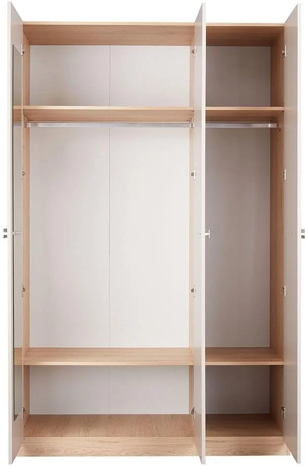 کمد لباس 3 درب دانوب هوم مدل Cardano با آینه داخلی | کمد لباس محکم | کابینت درب دار مدرن و صرفه جویی در فضا برای اتاق خواب ابعاد L136.6xW59.5xH216cm - بلوط طبیعی/شامپاین