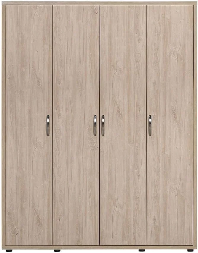 کمد لباس 4 درب دانوب هوم مدل V2 Bolivar | کمد لباس بسیار محکم | طراحی مدرن و صرفه جویی در فضا با درب های چرخشی مناسب اتاق خواب، ابعاد L160xW55xH208cm - رنگ V.Oak/Black Faux Marble