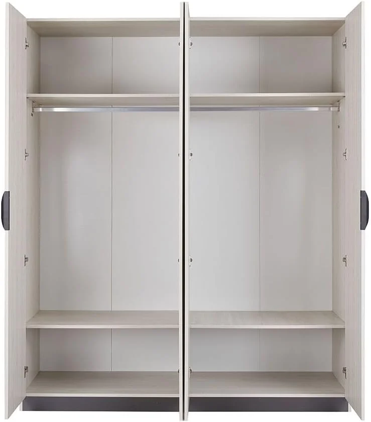 کمد لباس 4 درب پلتورا دانوب هوم با 2 آینه | کمد لباس محکم | طراحی مدرن و صرفه جویی در فضا با درب لولایی مناسب اتاق خواب، ابعاد: L181.6xW59.6xH216cm - بلوط خاکستری