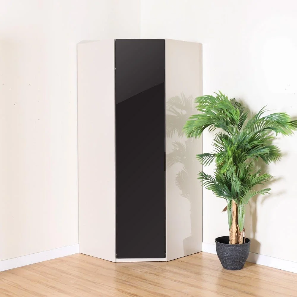 کمد گوشه ای دفنه Danube Home | کمد لباس بسیار محکم | کابینت مدرن و صرفه جویی در فضا برای اتاق خواب 97x97x230 سانتی متر کرم/مشکی
