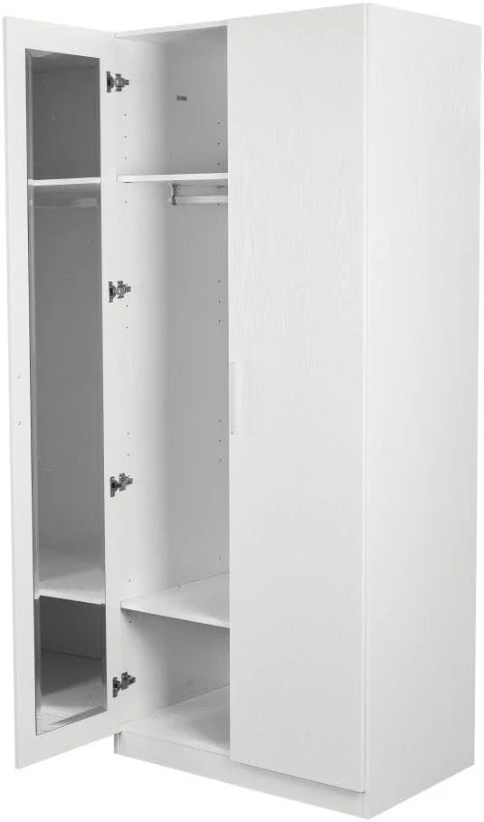 کمد لباس دو درب توماس Danube Home با آینه داخلی | کمد بسیار محکم، کمد نگهداری لباس | کابینت مدرن صرفه جویی در فضا برای اتاق خواب طول 91.6 x عرض 59.5 x ارتفاع 216 سانتی متر - سفید